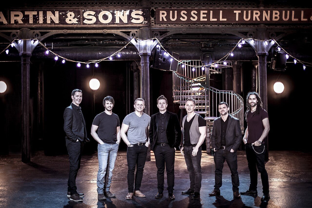 The band Skerryvore on stage at Celtic Connections in Glasgow.